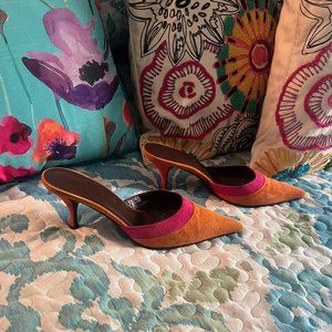 Donald J. Pliner  Colour Block Slip on Heels in Tangerine, Coral, and Fuchsia